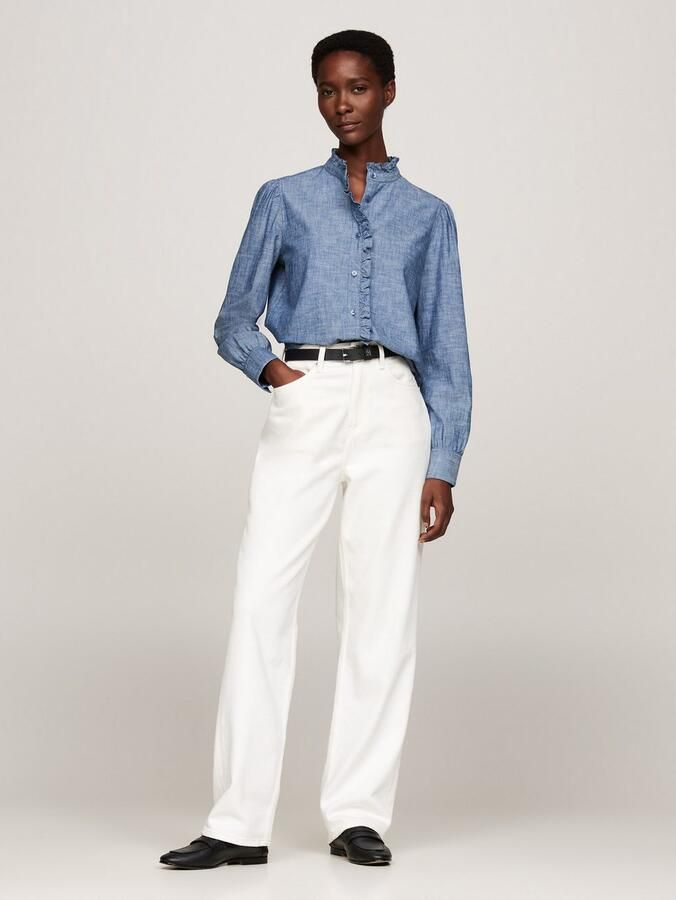 Tommy Hilfiger Shirtblouse CHAMBRAY RUFFLE RELAXED SHIRT met ruches chambray kwaliteit - Foto 8