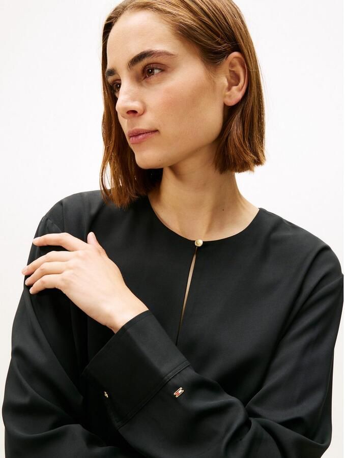 Tommy Hilfiger Relaxed fit blouse met lange mouwen van pure viscose