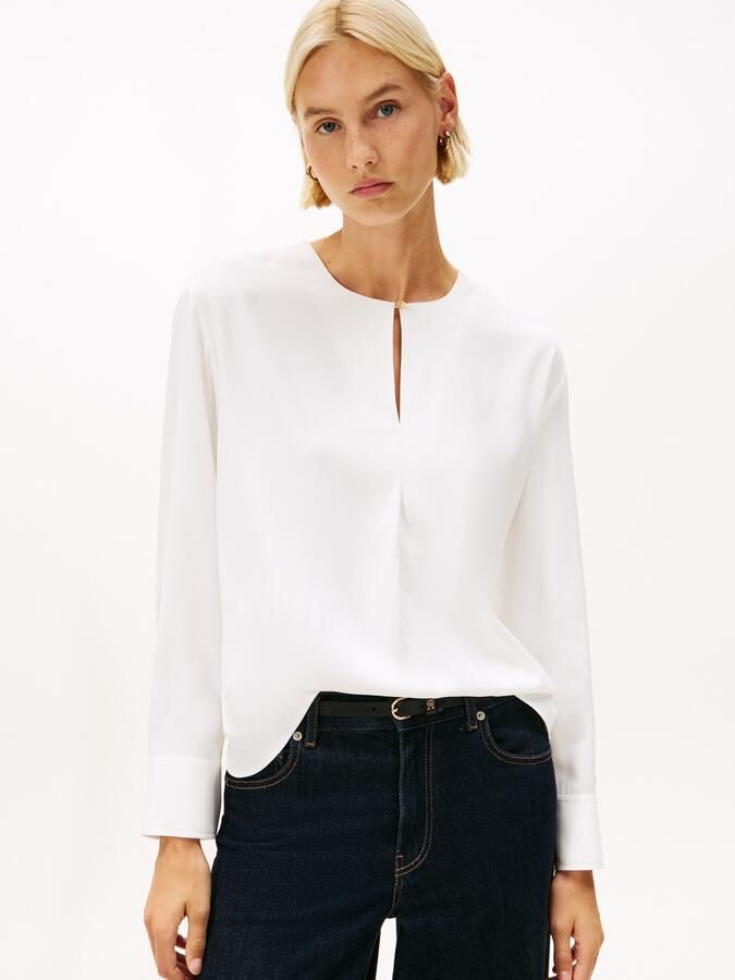 Tommy Hilfiger Relaxed fit blouse met lange mouwen van pure viscose - Foto 5