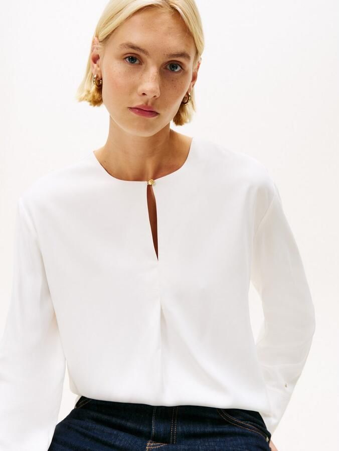 Tommy Hilfiger Relaxed fit blouse met lange mouwen van pure viscose