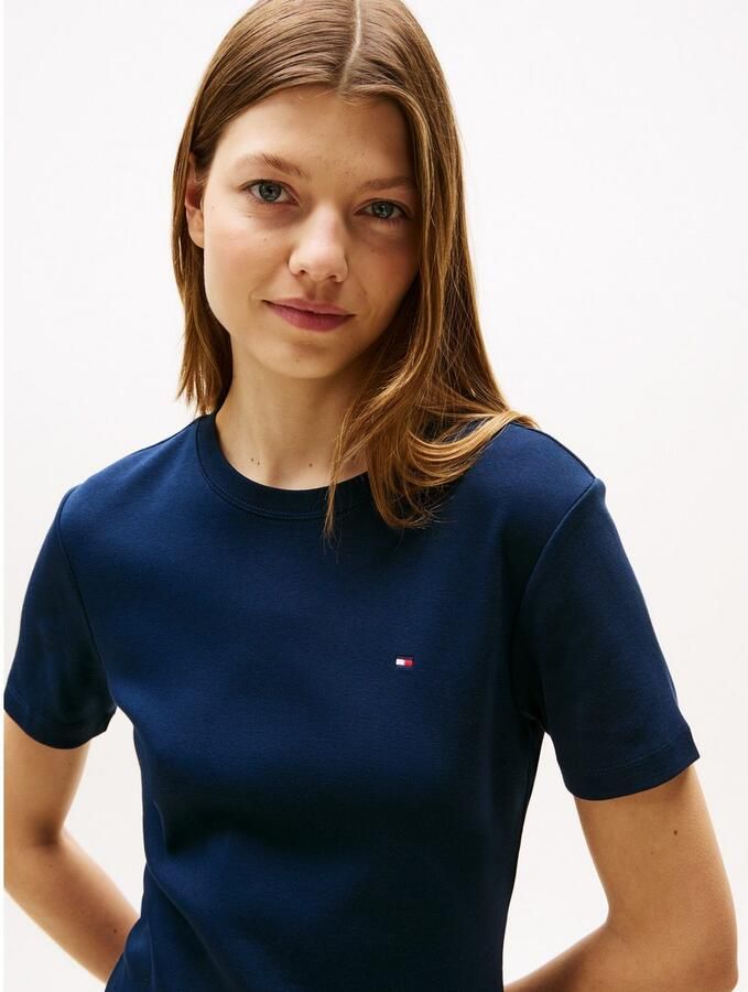 Tommy Hilfiger Shirtjurk NEW CODY STR SLIM SHORT DRS SS met allover streepdessin logo-vlag - Foto 2