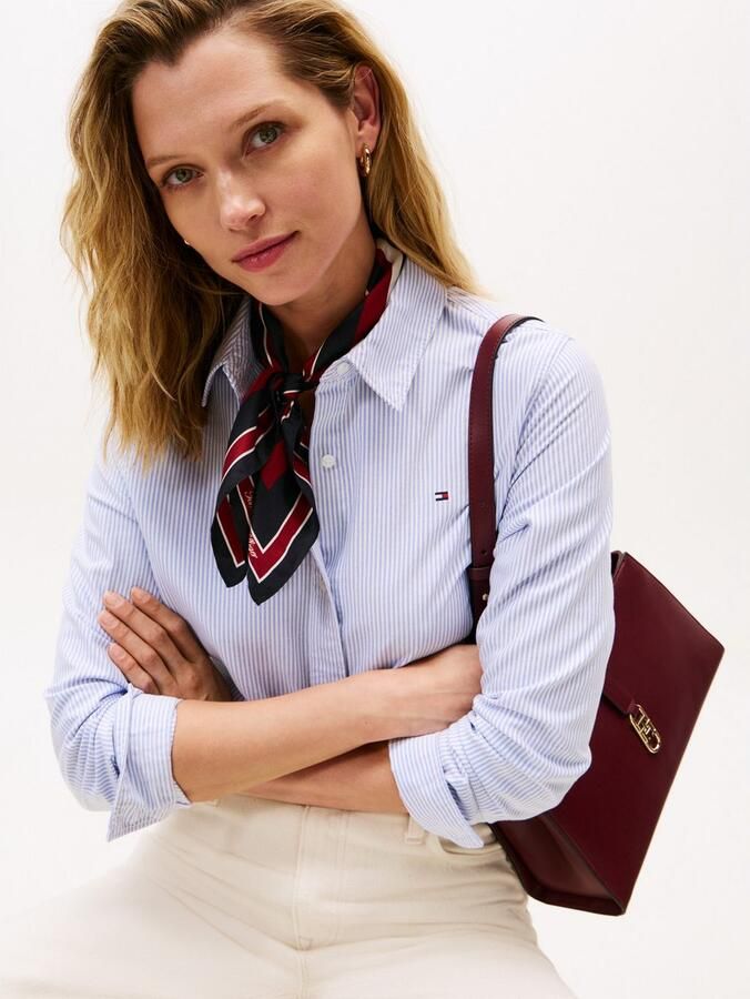 Tommy Hilfiger Sjaaltje TH HERITAGE SCRIPT SILK SCARF vierkantig van zuiver zijde met logo afmetingen 50 xs0 cm - Foto 3