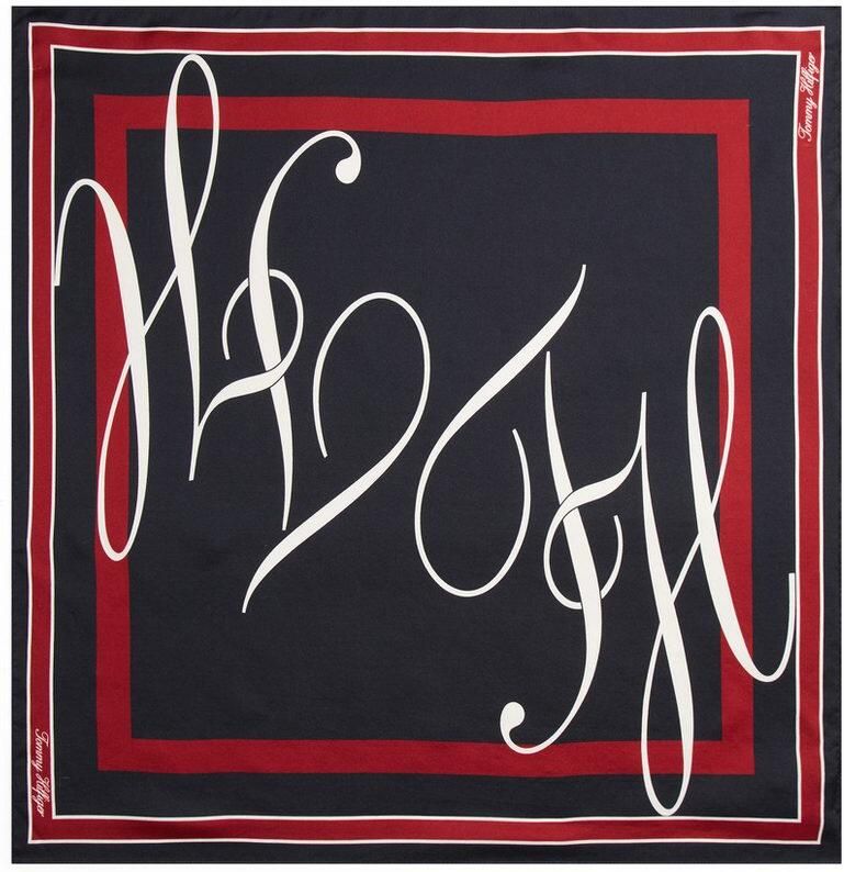 Tommy Hilfiger Sjaaltje TH HERITAGE SCRIPT SILK SCARF vierkantig van zuiver zijde met logo afmetingen 50 xs0 cm - Foto 2
