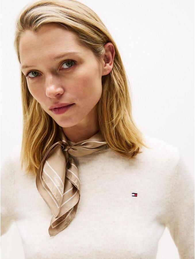 Tommy Hilfiger Sjaaltje TH HERITAGE SCRIPT SILK SCARF vierkantig van zuiver zijde met logo afmetingen 50 xs0 cm - Foto 3