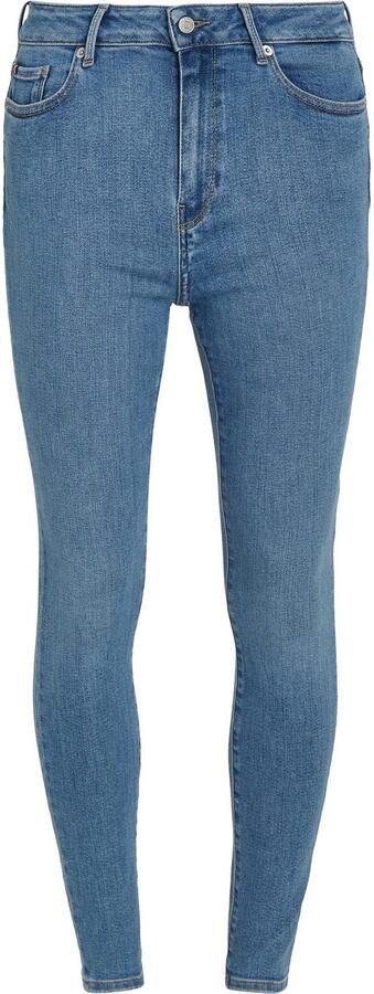 Tommy Hilfiger Skinny fit jeans Harlem Skinny High Waist met logo-badge in blauwe wassing in enkel-lengte - Foto 5
