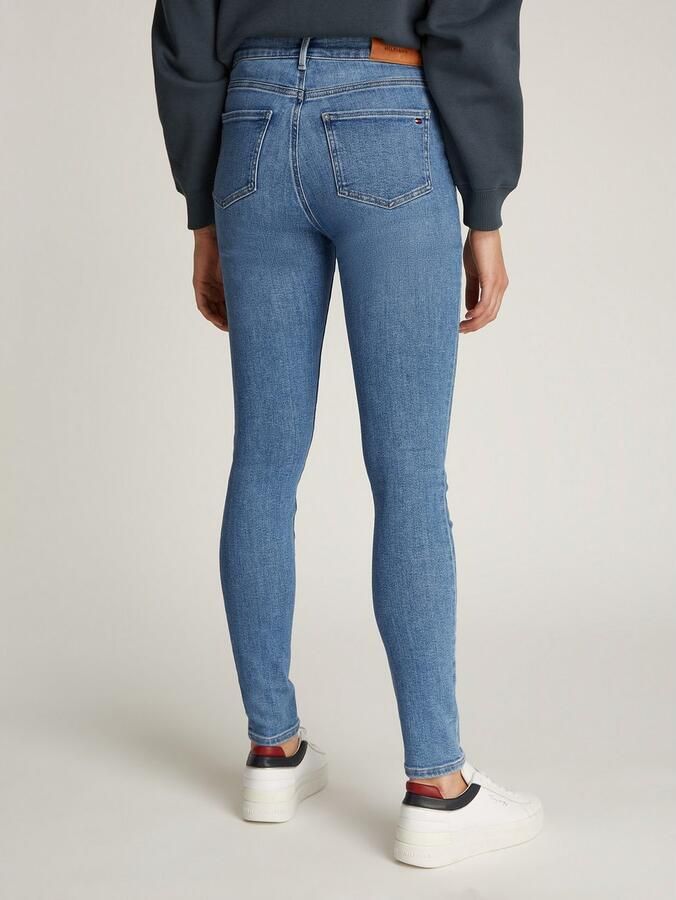 Tommy Hilfiger Skinny fit jeans Harlem Skinny High Waist met logo-badge in blauwe wassing in enkel-lengte - Foto 2
