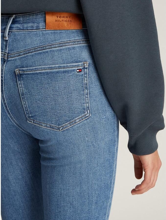 Tommy Hilfiger Skinny fit jeans Harlem Skinny High Waist met logo-badge in blauwe wassing in enkel-lengte