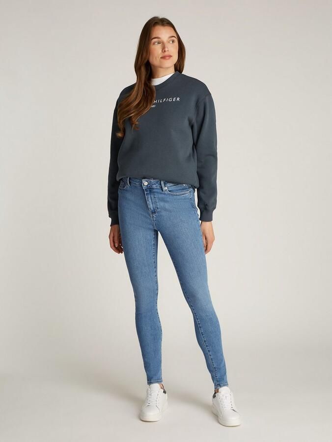 Tommy Hilfiger Skinny fit jeans Harlem Skinny High Waist met logo-badge in blauwe wassing in enkel-lengte - Foto 3