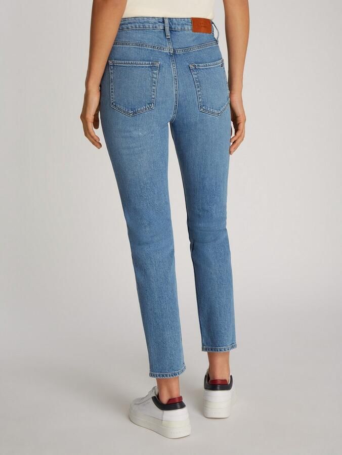 Tommy Hilfiger Slim fit jeans Slim Cigarette High Waist met logo-badge in blauwe wassing - Foto 2