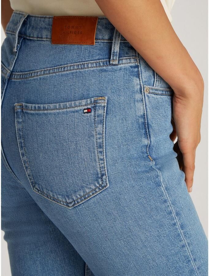 Tommy Hilfiger Slim fit jeans Slim Cigarette High Waist met logo-badge in blauwe wassing