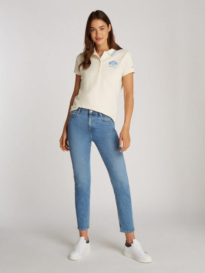 Tommy Hilfiger Slim fit jeans Slim Cigarette High Waist met logo-badge in blauwe wassing - Foto 3