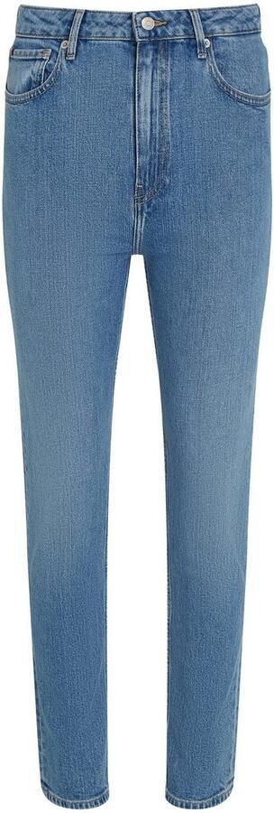 Tommy Hilfiger Slim fit jeans Slim Cigarette High Waist met logo-badge in blauwe wassing - Foto 4