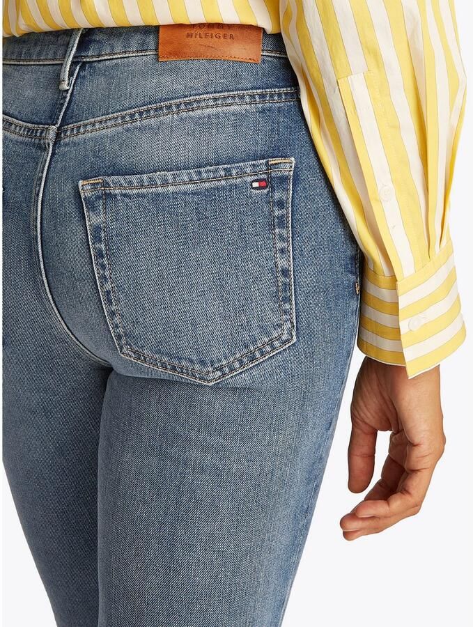 Tommy Hilfiger Slim fit jeans Slim Cigarette High Waist met logo-badge in blauwe wassing