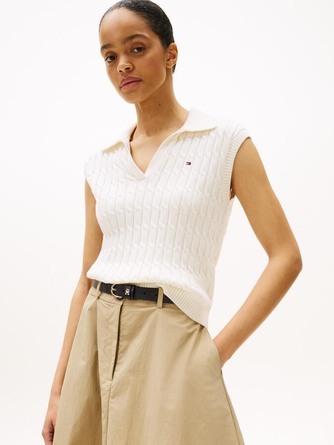 Tommy Hilfiger Slip-over CO CABLE MID GG OPEN POLO VEST - Foto 4