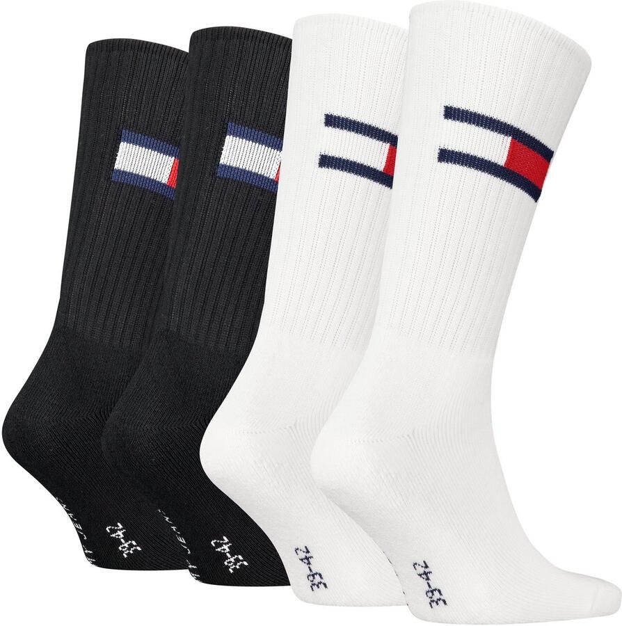 Tommy Hilfiger Sokken TH UNI TJ SOCK 4P FLAG Logo-vlag zijdelings ribboorden (4 paar)