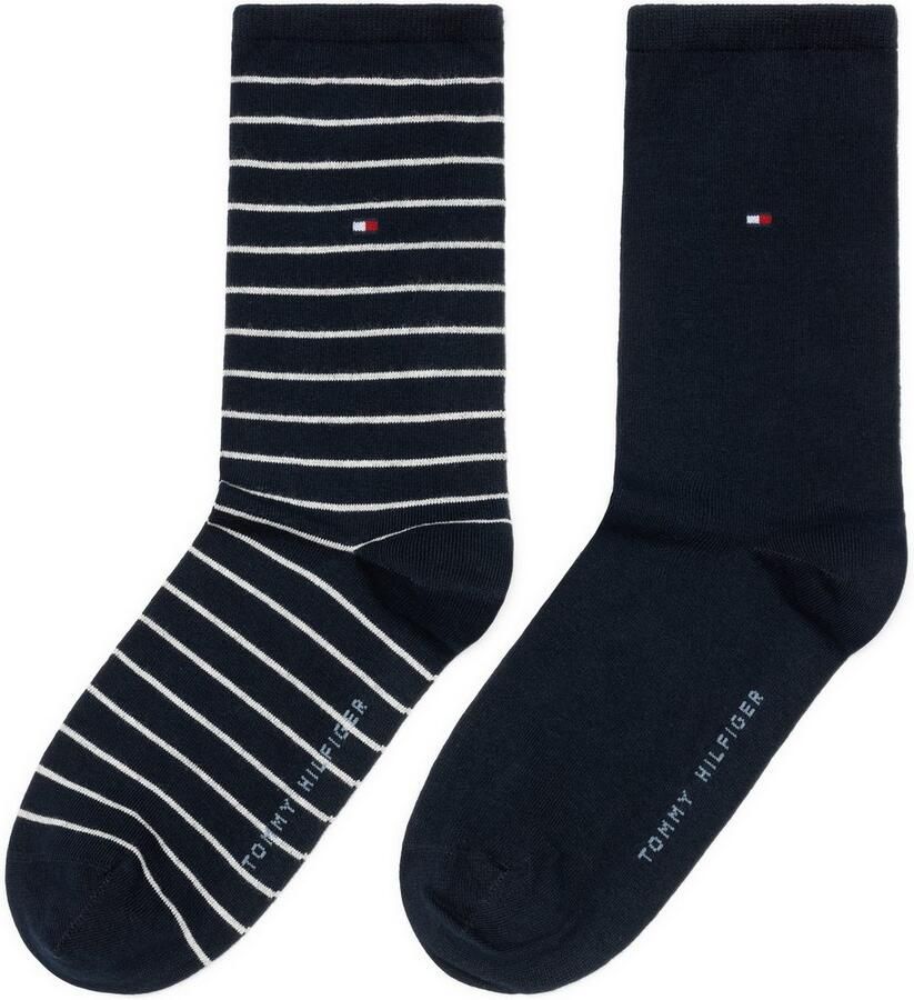 Tommy Hilfiger Sokken TH WO SOCK 2P SMALL STRIPE met smalle ribboord gemêleerd gestreept (2 paar)
