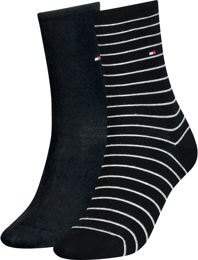 Tommy Hilfiger Sokken TH WO SOCK 2P SMALL STRIPE met smalle ribboord gemêleerd gestreept (2 paar) - Foto 2