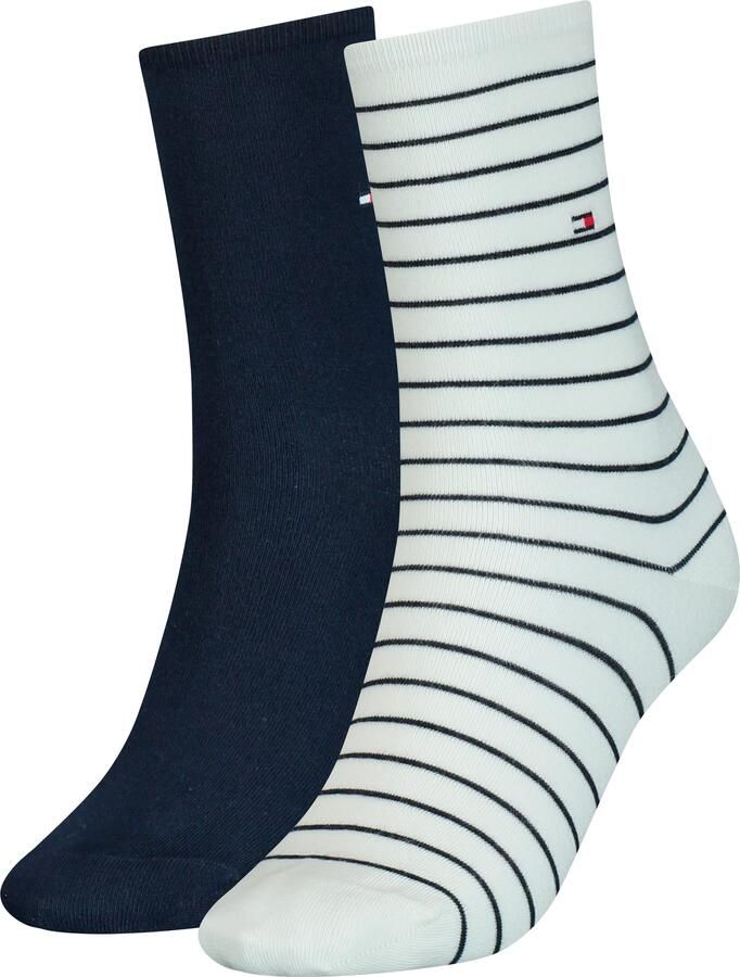 Tommy Hilfiger Sokken TH WOMEN SOCK 2P SMALL STRIPE met smalle ribboord gemêleerd gestreept (2 paar)