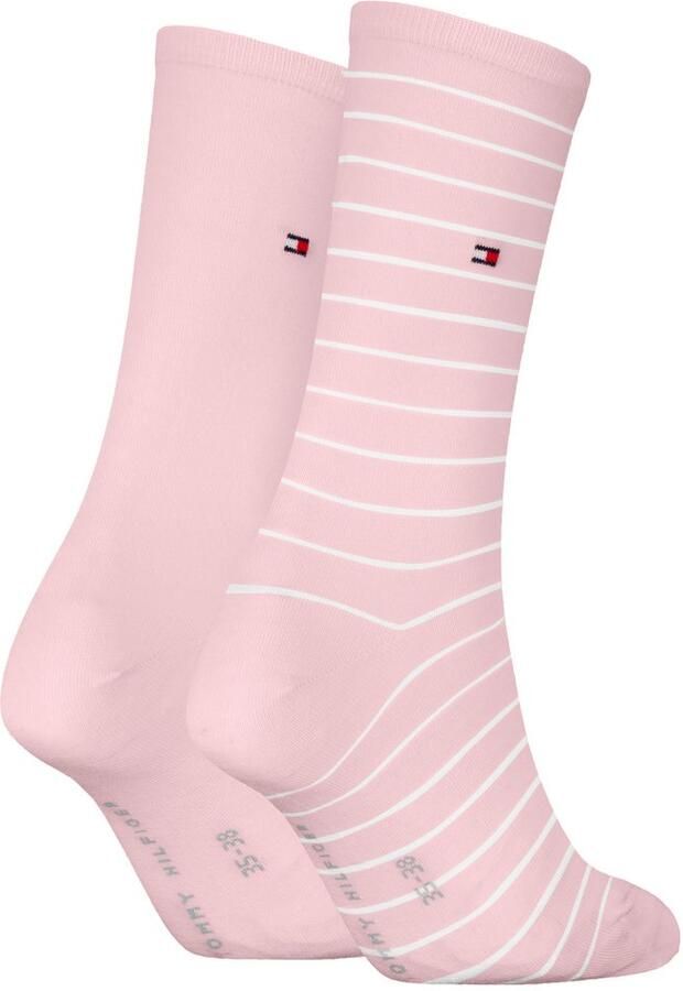 Tommy Hilfiger Sokken TH WO SOCK 2P SMALL STRIPE met smalle ribboord gemêleerd gestreept (2 paar)