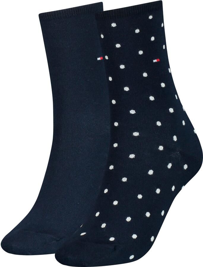 Tommy Hilfiger Sokken TH WOMEN SOCK DOT met fijn ribborde en logo-borduursel (2 paar)