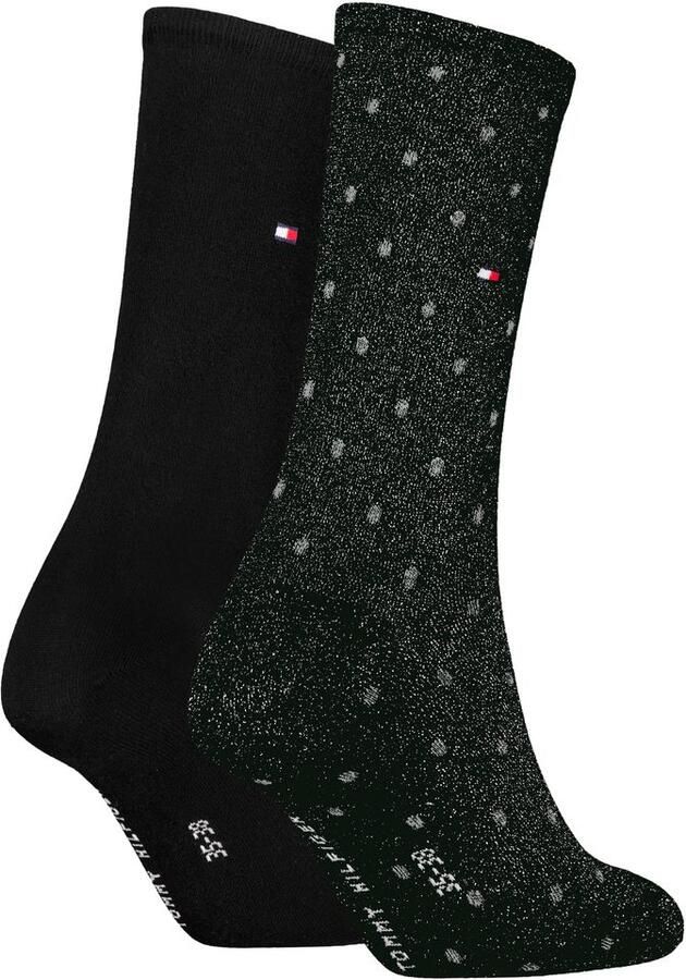 Tommy Hilfiger Sokken TH WO SOCK DOT met fijn ribborde en logo-borduursel (2 paar)