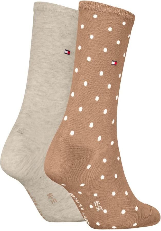 Tommy Hilfiger Sokken TH WO SOCK DOT met fijn ribborde en logo-borduursel (2 paar)