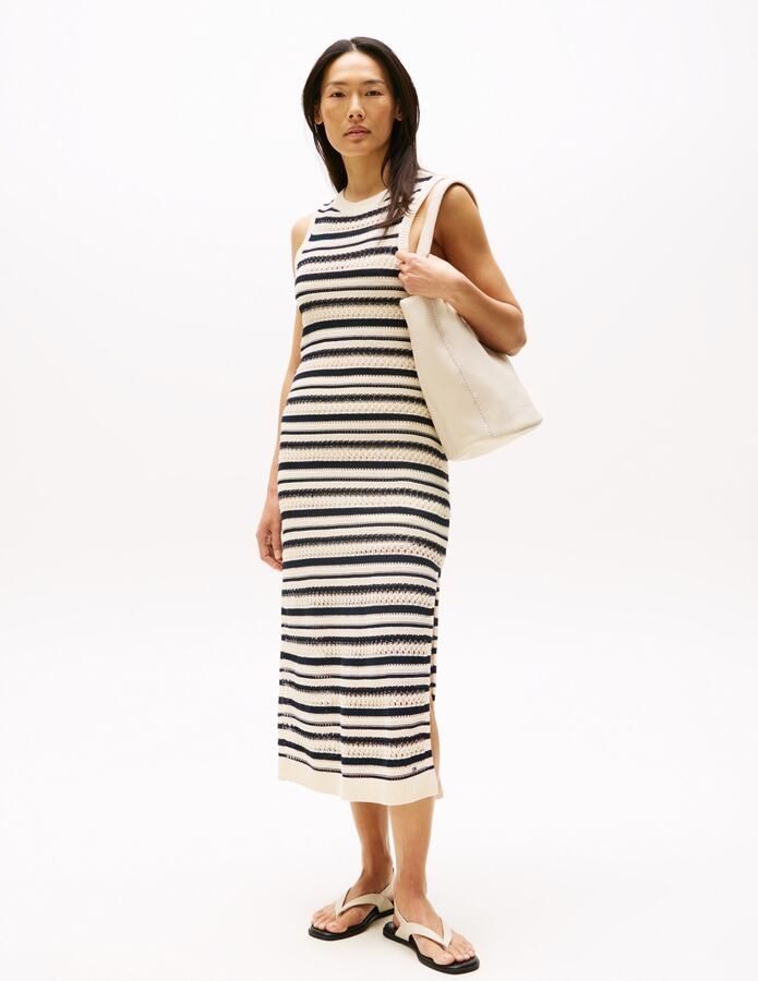 Tommy Hilfiger Sweatjurk CROCHET C-NK SL MIDI SWT DRESS - Foto 4