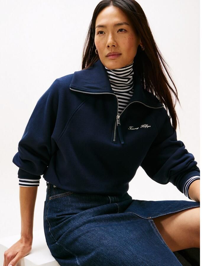 Tommy Hilfiger Classic Script Fleece Half Knit Sweater Dames - Foto 6