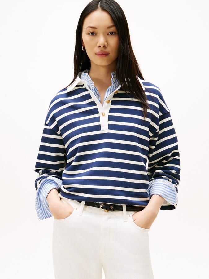 Tommy Hilfiger Sweatshirt GOLDCOLLOURED BUTTON RUGBY TERRY SWTSHRT - Foto 5