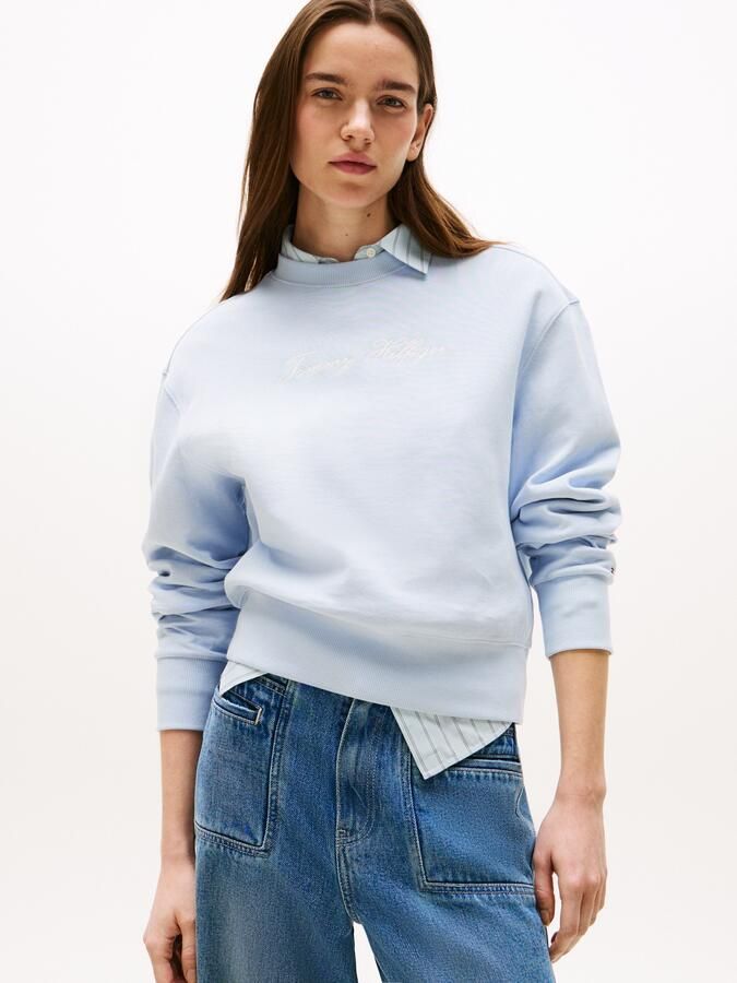 Tommy Hilfiger Sweatshirt SCRIPT REG PIQUE SWTSHRT met script-logo-opschrift - Foto 4