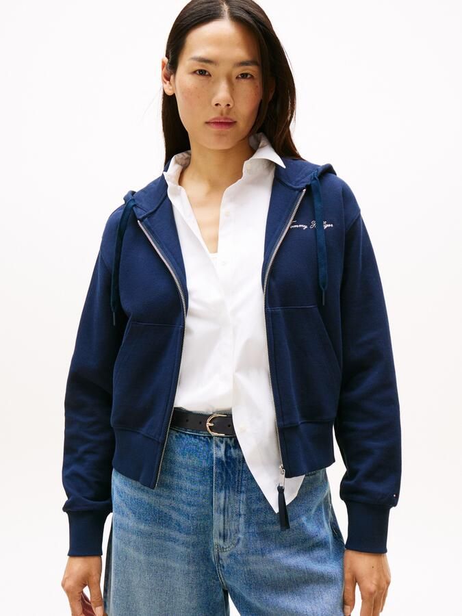 Tommy Hilfiger Sweatvest SCRIPT REG PIQUE ZIP-UP HOODIE met script-logo-opschrift - Foto 4