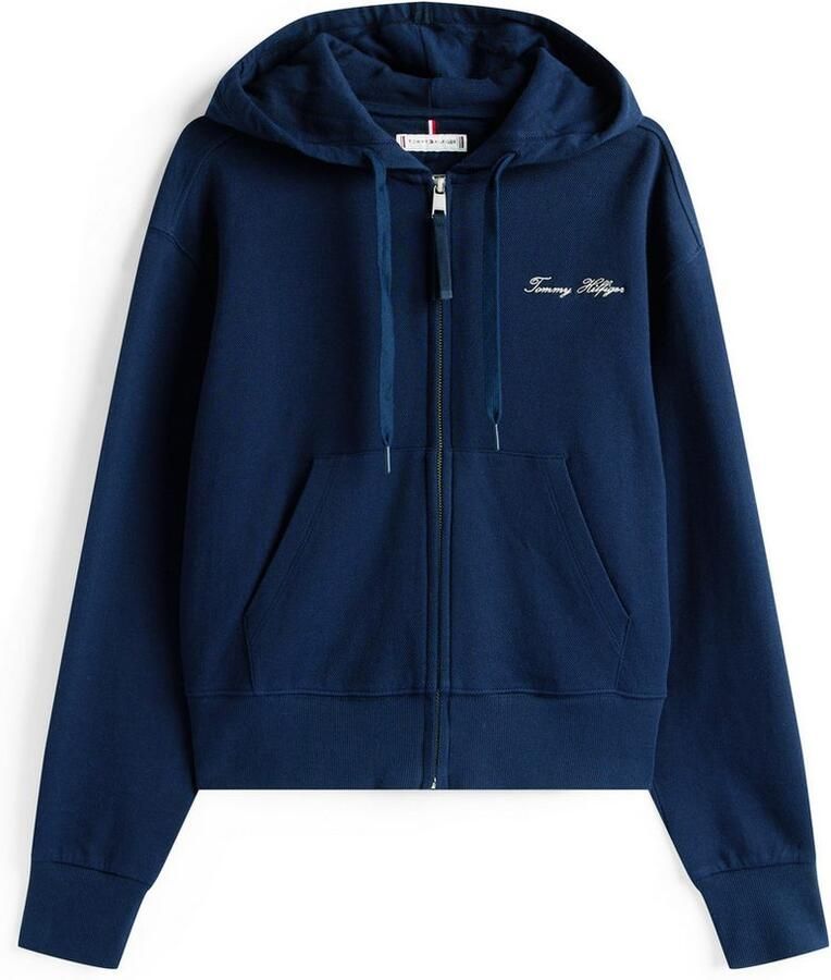 Tommy Hilfiger Sweatvest SCRIPT REG PIQUE ZIP-UP HOODIE met script-logo-opschrift