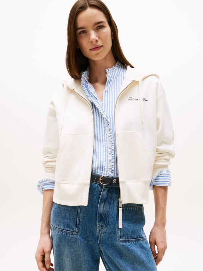 Tommy Hilfiger Sweatvest SCRIPT REG PIQUE ZIP-UP HOODIE met script-logo-opschrift - Foto 4