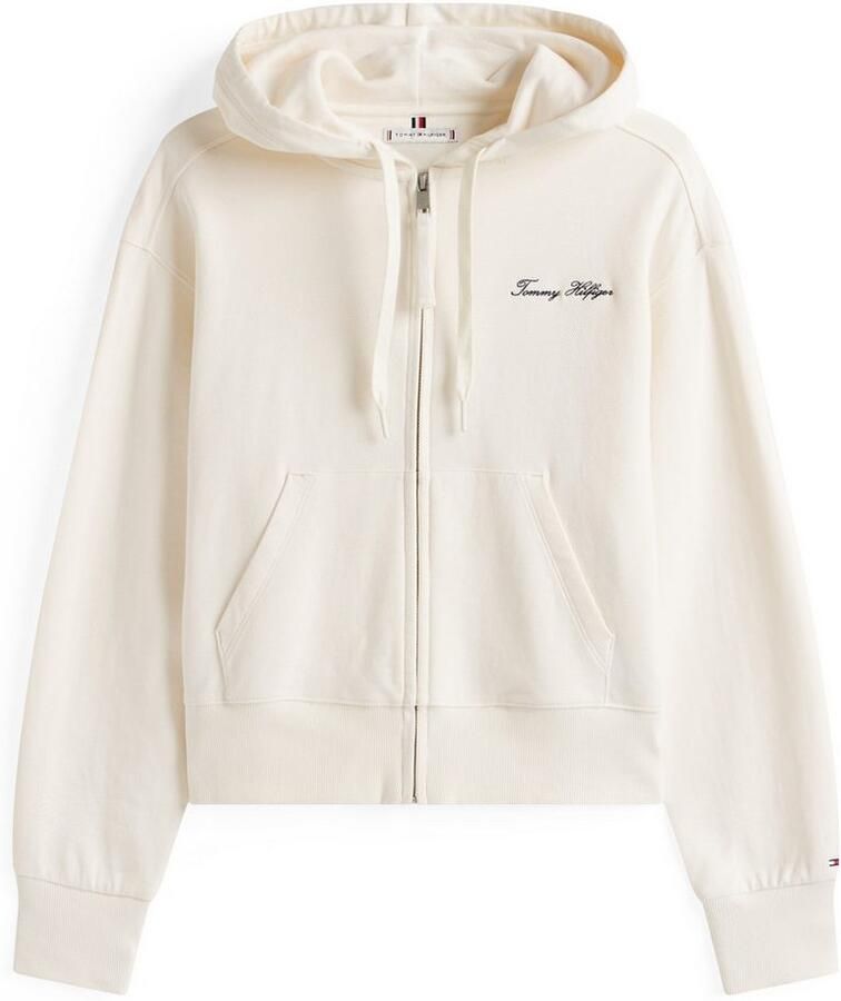 Tommy Hilfiger Sweatvest SCRIPT REG PIQUE ZIP-UP HOODIE met script-logo-opschrift