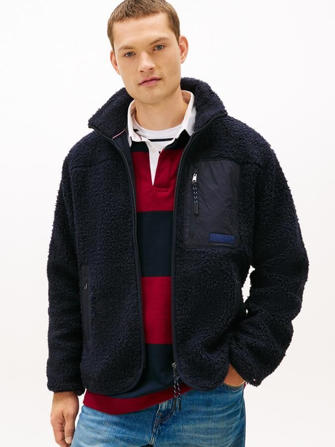 Tommy Hilfiger Sweatvest TEDDY FLEECE ZIP THROUGH Overgangsjas herfstjas teddy pluche zachte jas - Foto 5