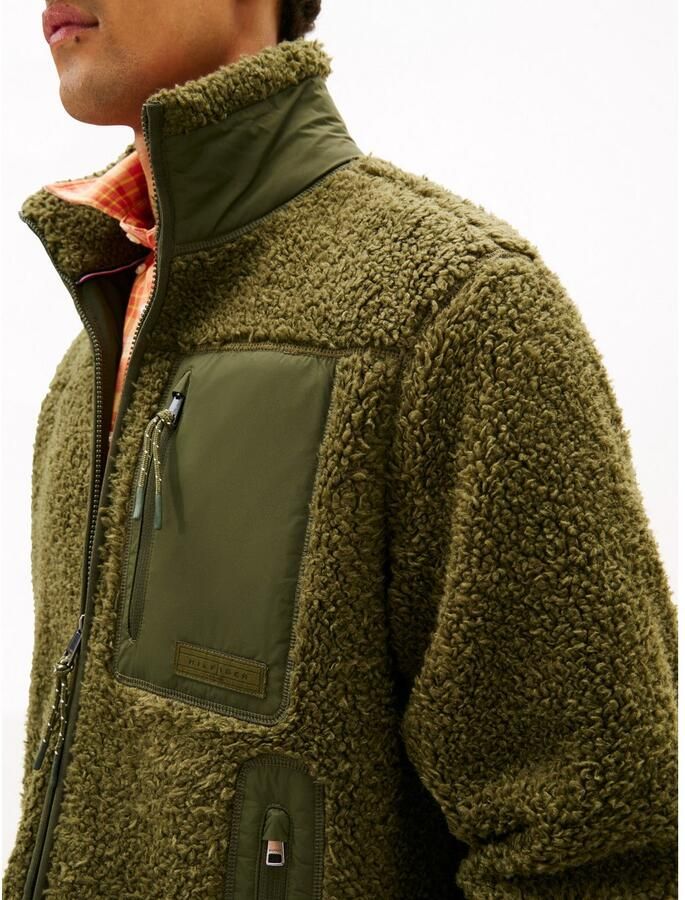 Tommy Hilfiger Sweatvest TEDDY FLEECE ZIP THROUGH Overgangsjas herfstjas teddy pluche zachte jas