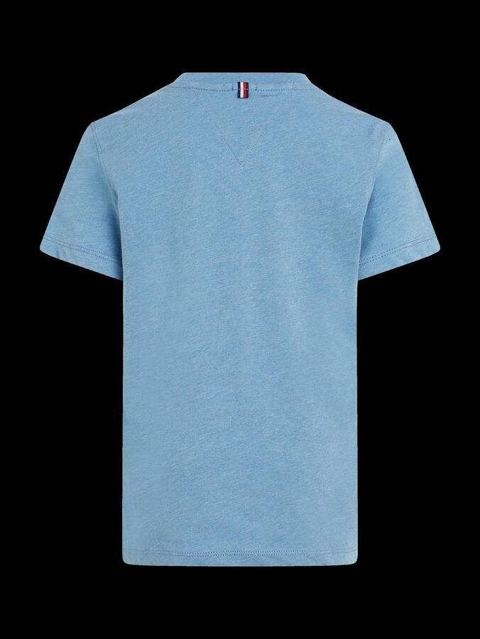 Tommy Hilfiger gemêleerd basic T-shirt lichtblauw melange Jongens Katoen Ronde hals 140 - Foto 5