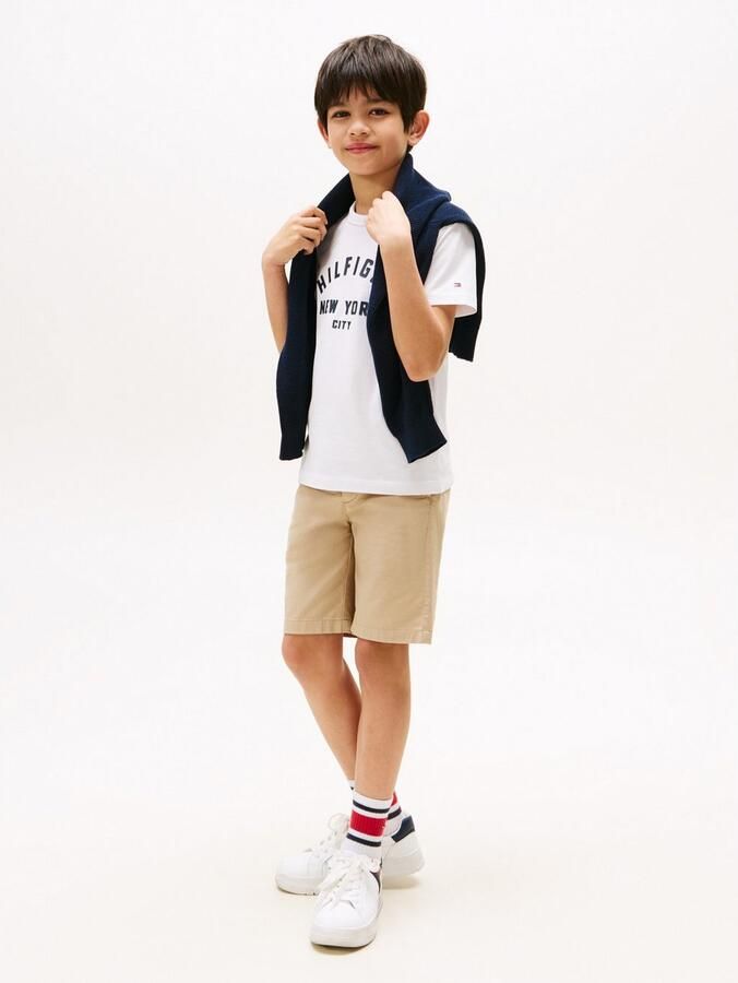 Tommy Hilfiger T-shirt CURVED HILFIGER GRAPHIC TEE SS voor kinderen tot 16 jaar grote logo-print - Foto 4