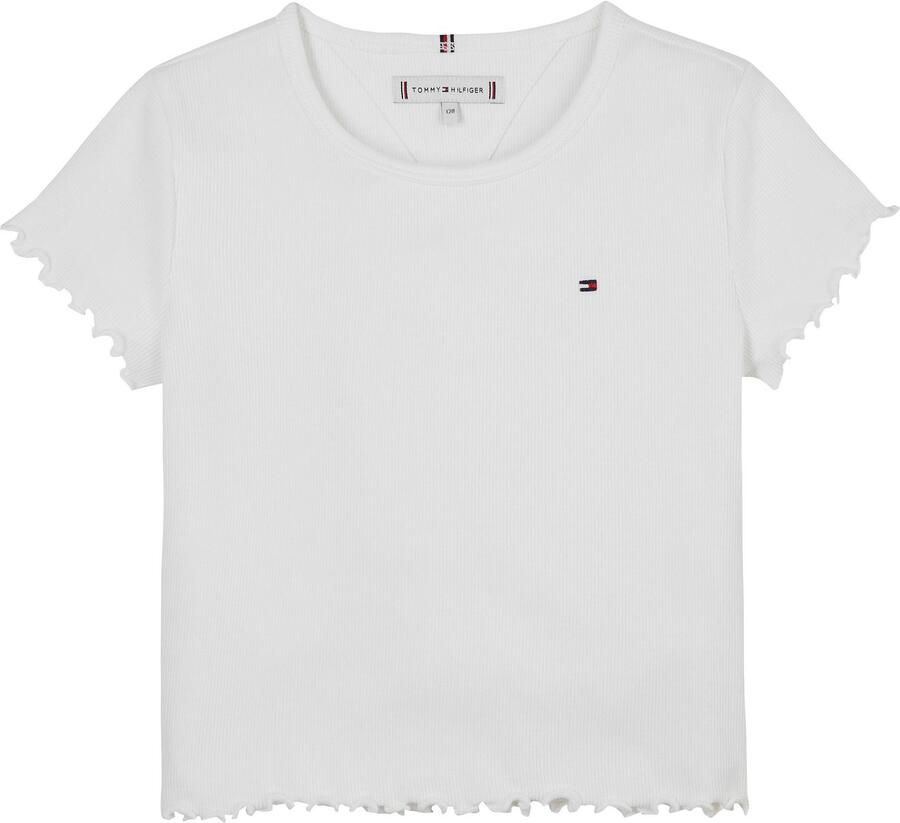 Tommy Hilfiger T-shirt ESSENTIAL RIB TOP met babylockranden en borduursel