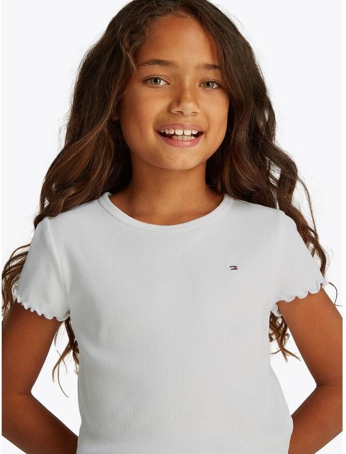 Tommy Hilfiger T-shirt ESSENTIAL RIB TOP met babylockranden en borduursel - Foto 2