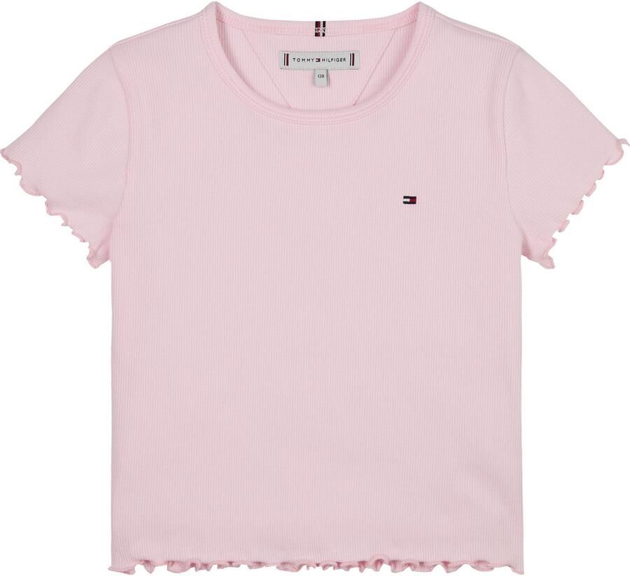 Tommy Hilfiger T-shirt ESSENTIAL RIB TOP met babylockranden en borduursel