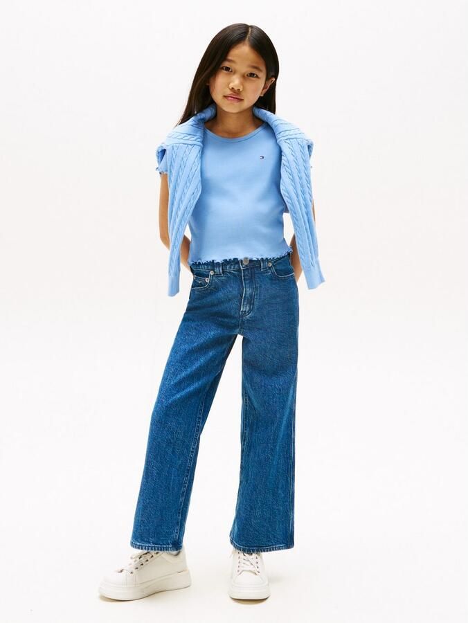 Tommy Hilfiger T-shirt ESSENTIAL RIB TOP met babylockranden en borduursel - Foto 2