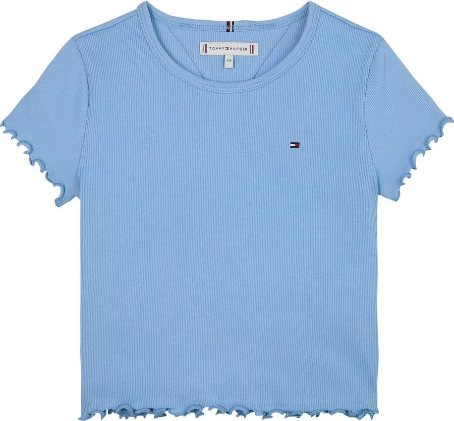 Tommy Hilfiger T-shirt ESSENTIAL RIB TOP met babylockranden en borduursel