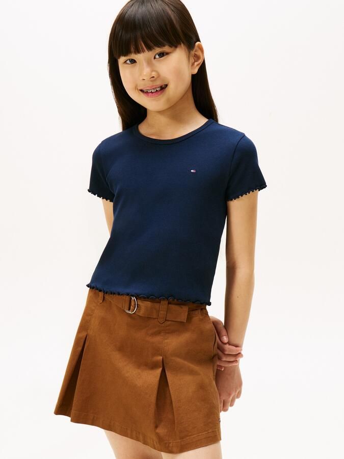 Tommy Hilfiger T-shirt ESSENTIAL RIB TOP met babylockranden en borduursel - Foto 3