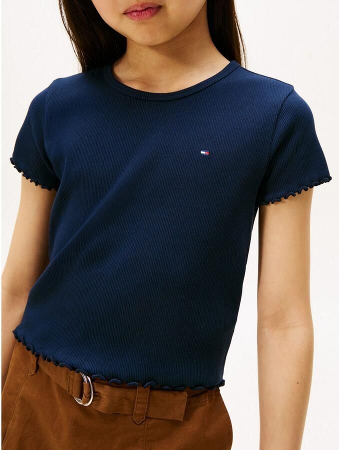 Tommy Hilfiger T-shirt ESSENTIAL RIB TOP met babylockranden en borduursel - Foto 4