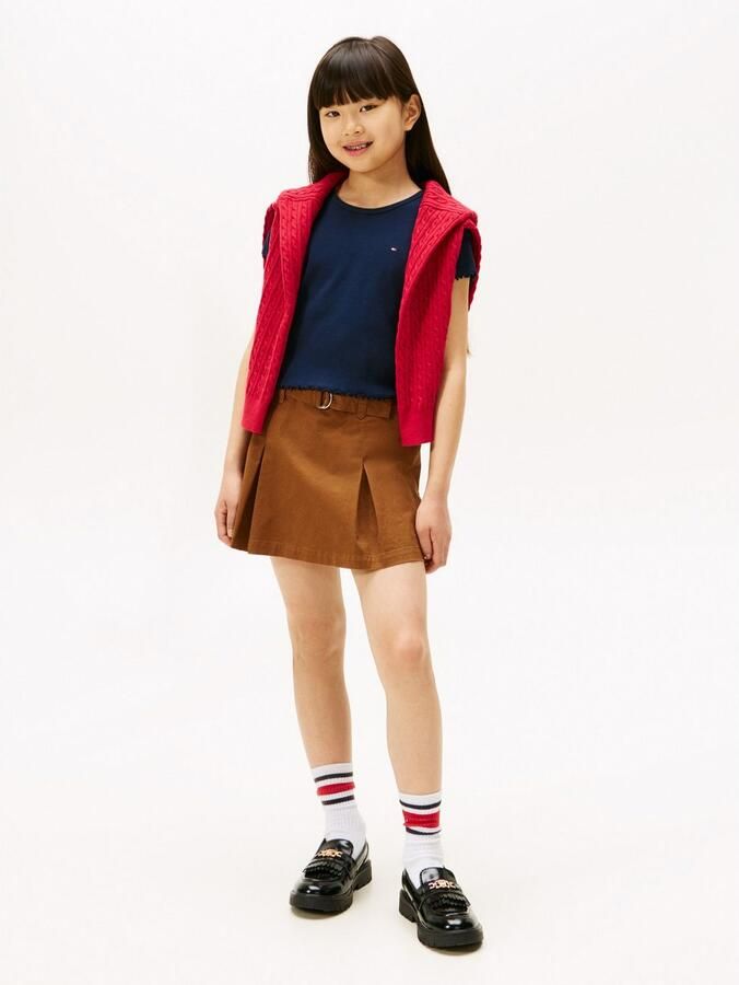 Tommy Hilfiger T-shirt ESSENTIAL RIB TOP met babylockranden en borduursel - Foto 5