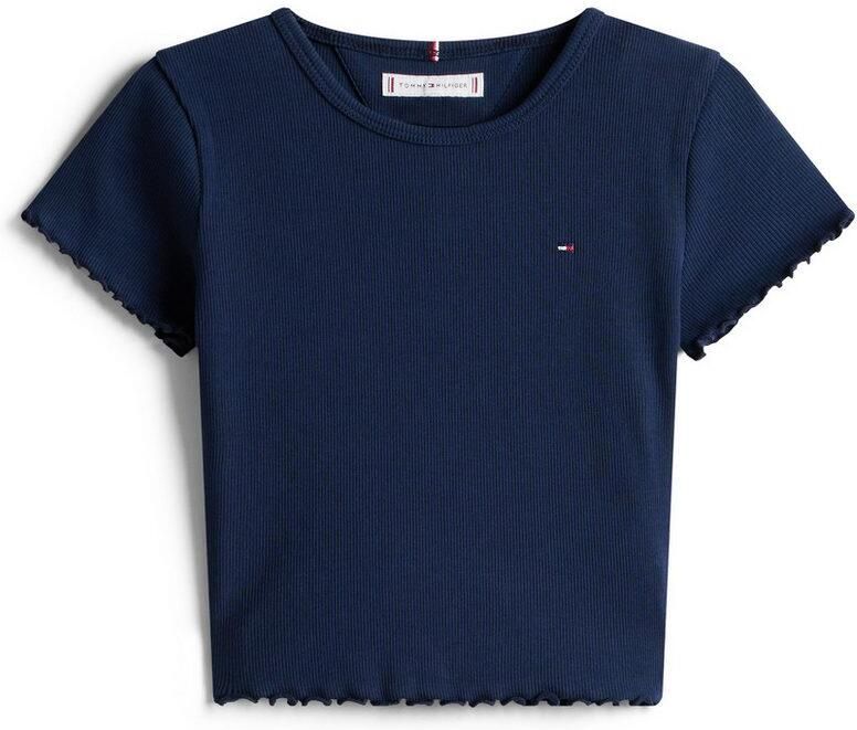 Tommy Hilfiger T-shirt ESSENTIAL RIB TOP met babylockranden en borduursel - Foto 5