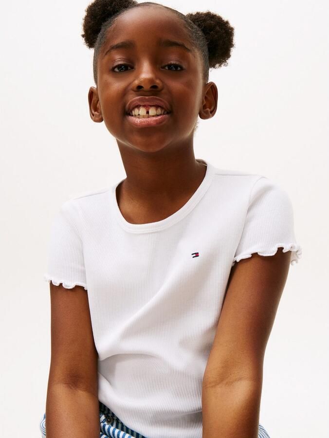 Tommy Hilfiger T-shirt ESSENTIAL RIB TOP met babylockranden en borduursel - Foto 5