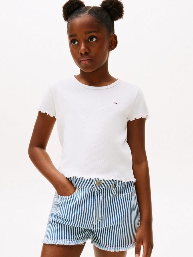 Tommy Hilfiger T-shirt ESSENTIAL RIB TOP met babylockranden en borduursel - Foto 7