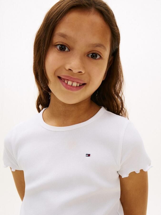 Tommy Hilfiger T-shirt ESSENTIAL RIB TOP met babylockranden en borduursel - Foto 8